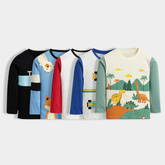 Kids Cartoon & Dino Print Full Sleeve T-Shirt Combo (Pack of 5) – Soft Cotton Everyday Wear