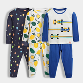 Fun Unisex Print Nightwear Set – Pack of 3 (Hot Air Balloons, Lemon, Racing Cars)