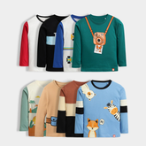 Kids Cartoon & Colorblock Full Sleeve T-Shirt Combo Pack (Set of 8)