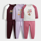 Unisex Kids Pajama Set – Adventure, Food & Balloon Bee Theme (Pack of 3)
