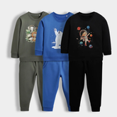 Kids Suit Combo – Animal, Polar Bear & Astronaut Print Pajama Set (Pack of 3)