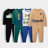 Boys Suit Combo – Pack of 4 Cotton Pajama Sets (Cartoon & Adventure Theme)