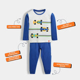3-Pack Cotton Unisex Co-ord Pajama Sets – Dinosaur, Camera & Car Racing Prints .