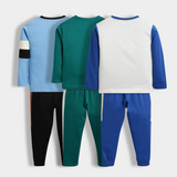 3-Pack Cotton Unisex Co-ord Pajama Sets – Dinosaur, Camera & Car Racing Prints .