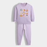 Cartoon Food Print Kids Sweatshirt & Pant Co-ord Set .