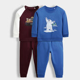 Kids Night Suit Combo – Jeep, snow bear Print Pajama Set (Pack of 2)