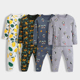 Kids Suit Combo – Pack of 4 Cotton Pajama Sets (Lemon, Cheetah, Astronaut & Penguin Prints