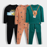 Unisex ’ 3-Piece Pajama Set – Airplane, Penguin & Camera Print Nightwear