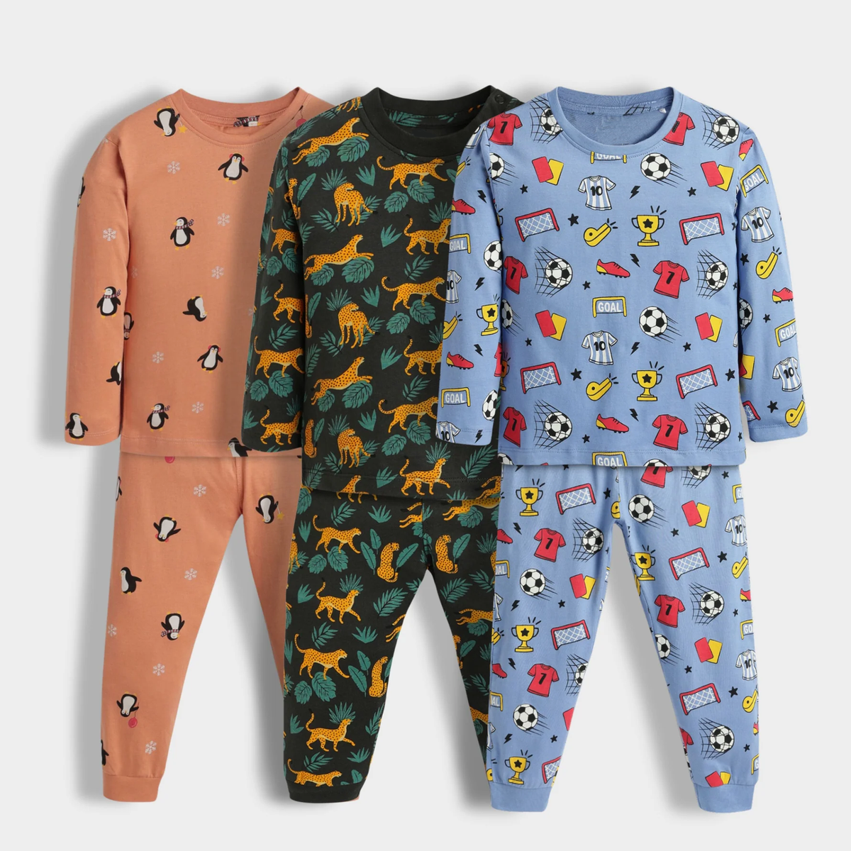 3-Pack Kids Printed Cotton wear Set – Fun Animal & Sports Designs