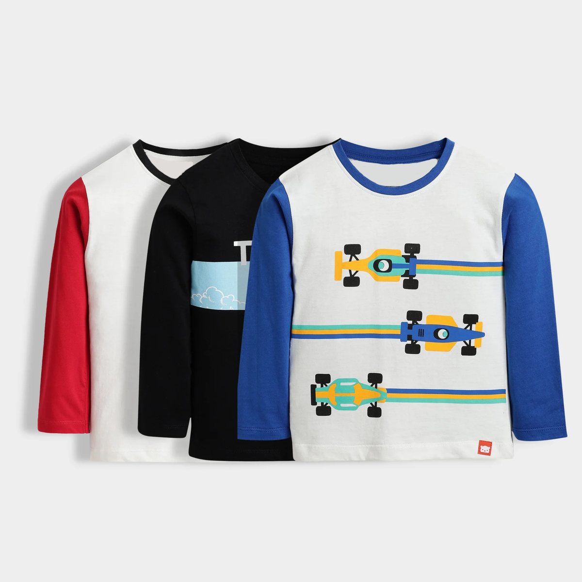 Kids Truck & Racing Print Long Sleeve T-Shirt Combo (Pack of 3) – Soft Cotton Casual Wear