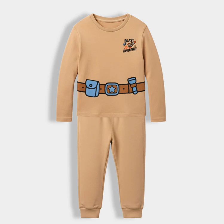 Fun Pajama Set for Kids – Brown Adventure Theme wear